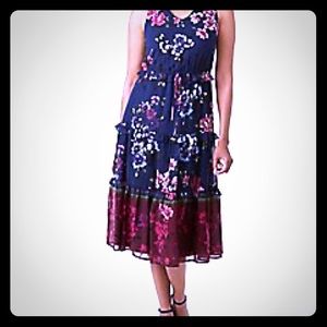 Floral Tiered-Hem Chiffon Midi Dress